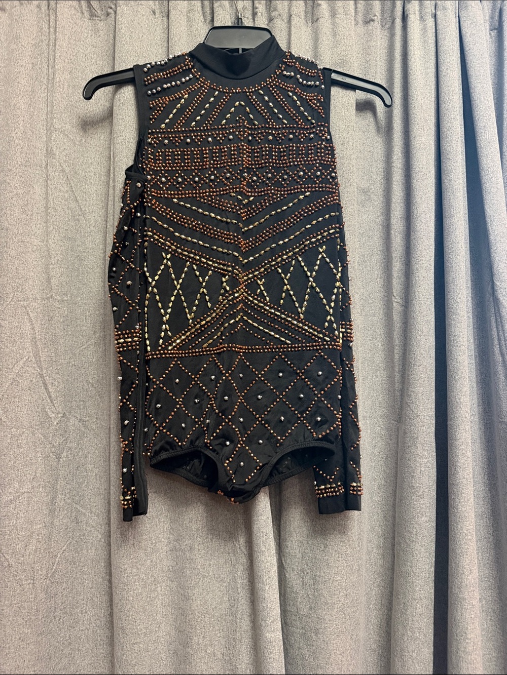 Black Dance Costume with Gold Stud Detailing